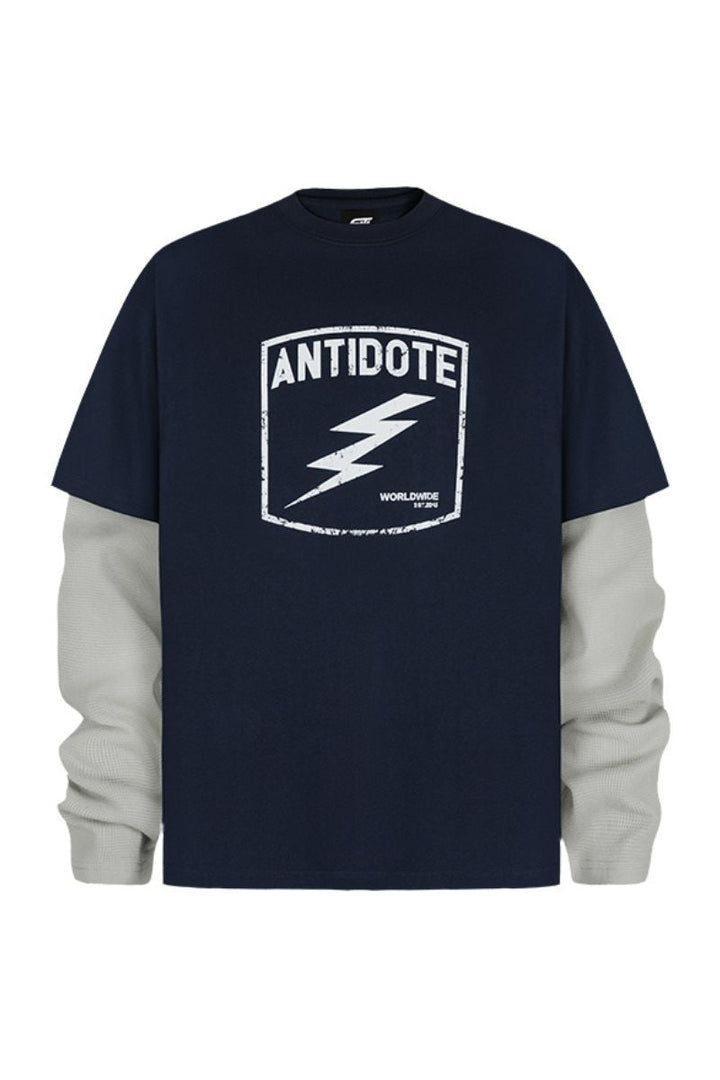 Lightning Print Two-Layer Long Sleeve