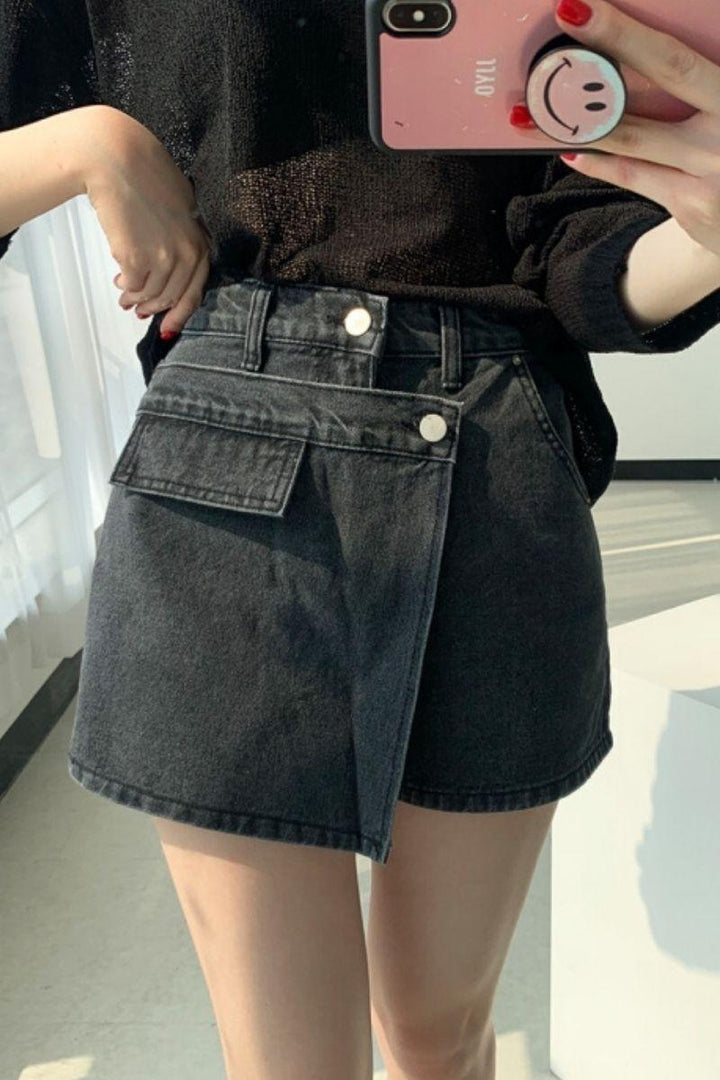 High Waist Irregular Shorts