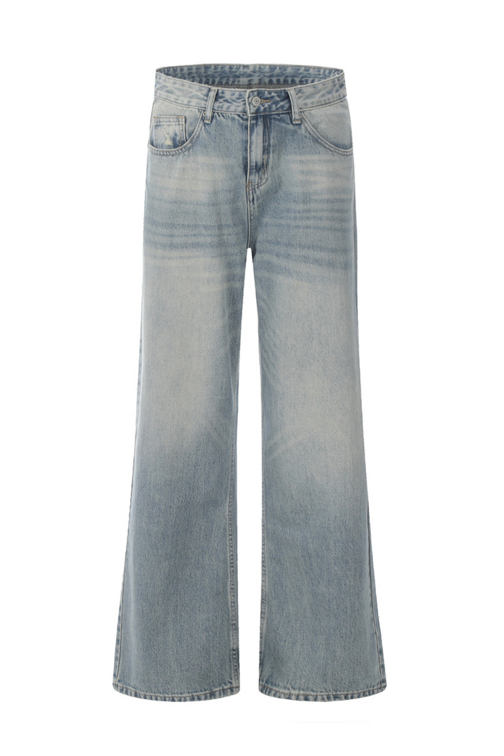 Whisker Wash Blade Baggy Jeans