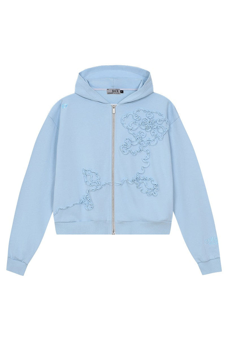 3D embroidered Floral pattern Hoodie