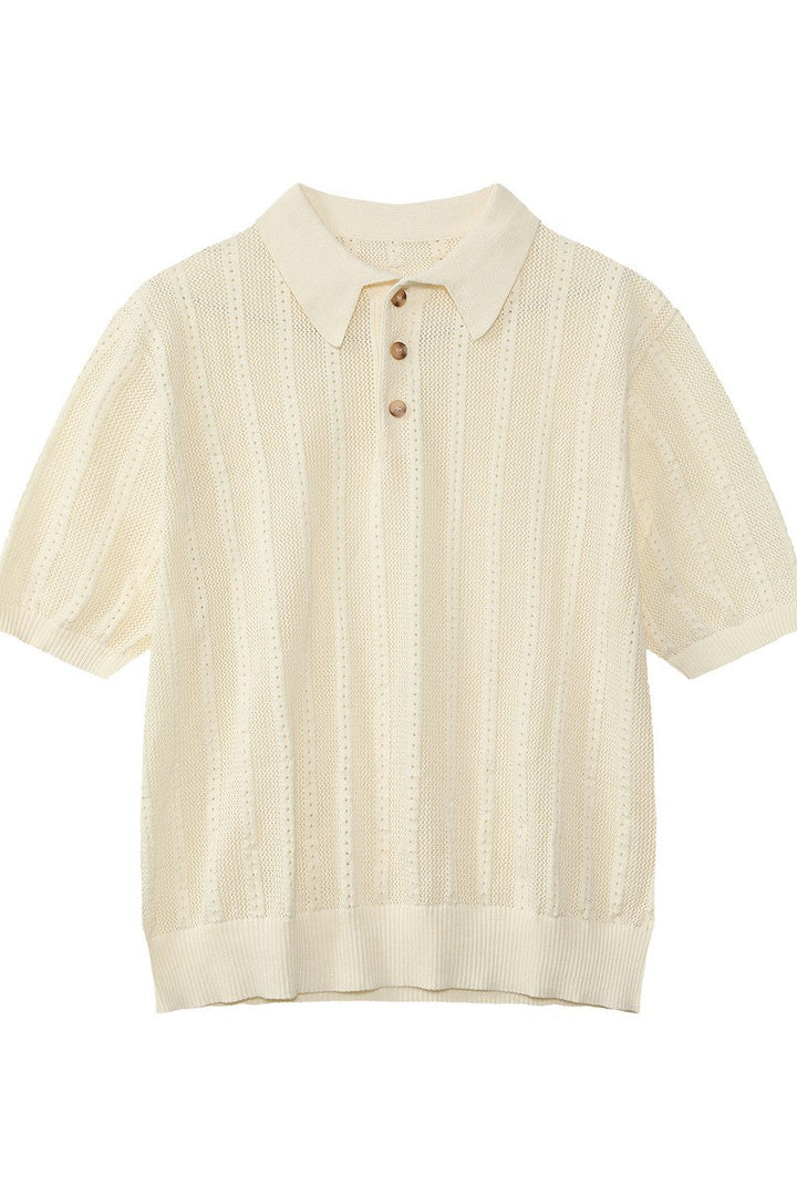 Textured Vintage Knit Polo Tee