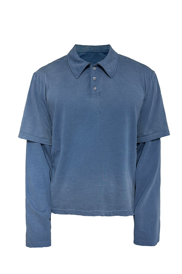 Faded Layered Look Polo Shirt