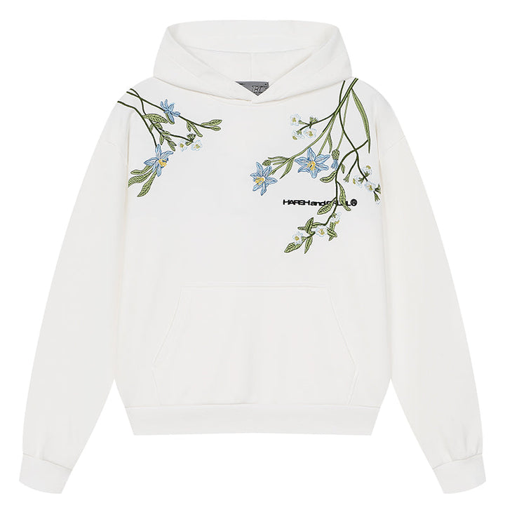 Violet Floral Embroidered Hoodie