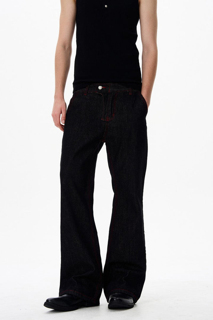 Red Contrast Flare Jeans