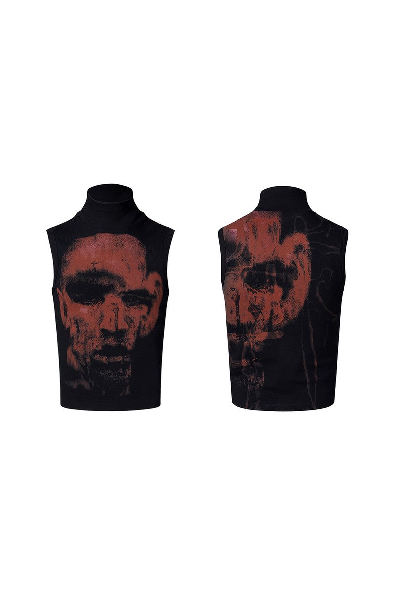 Graphic Mock Neck Tank