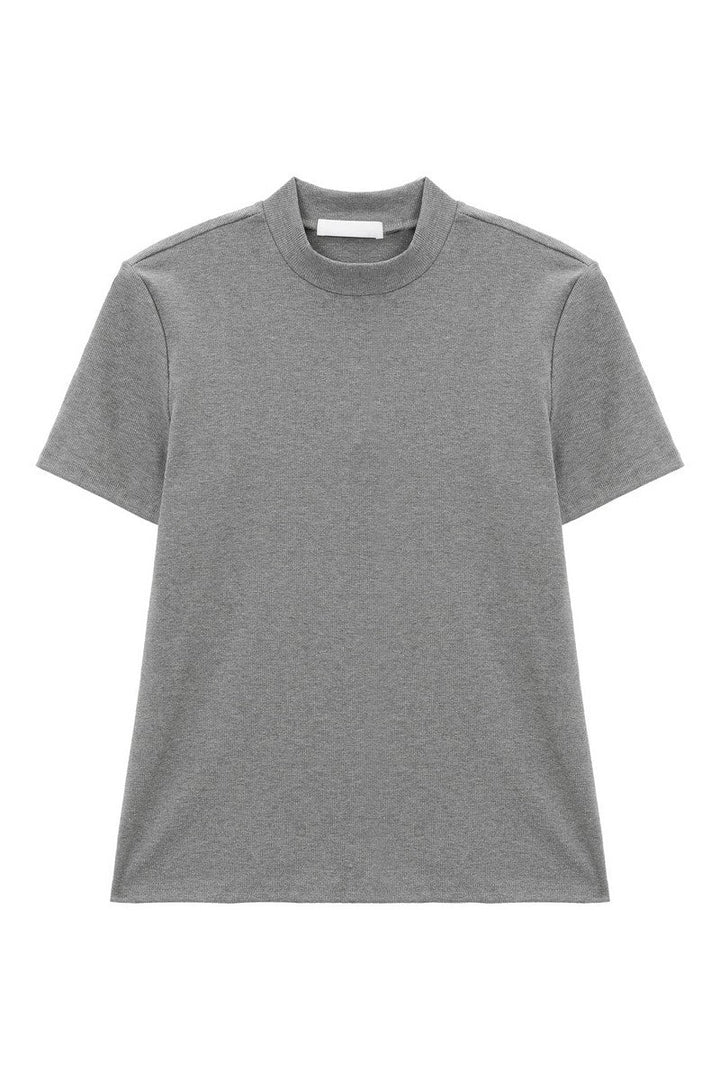 Mock Neck Fitted Short Sleeve Tee