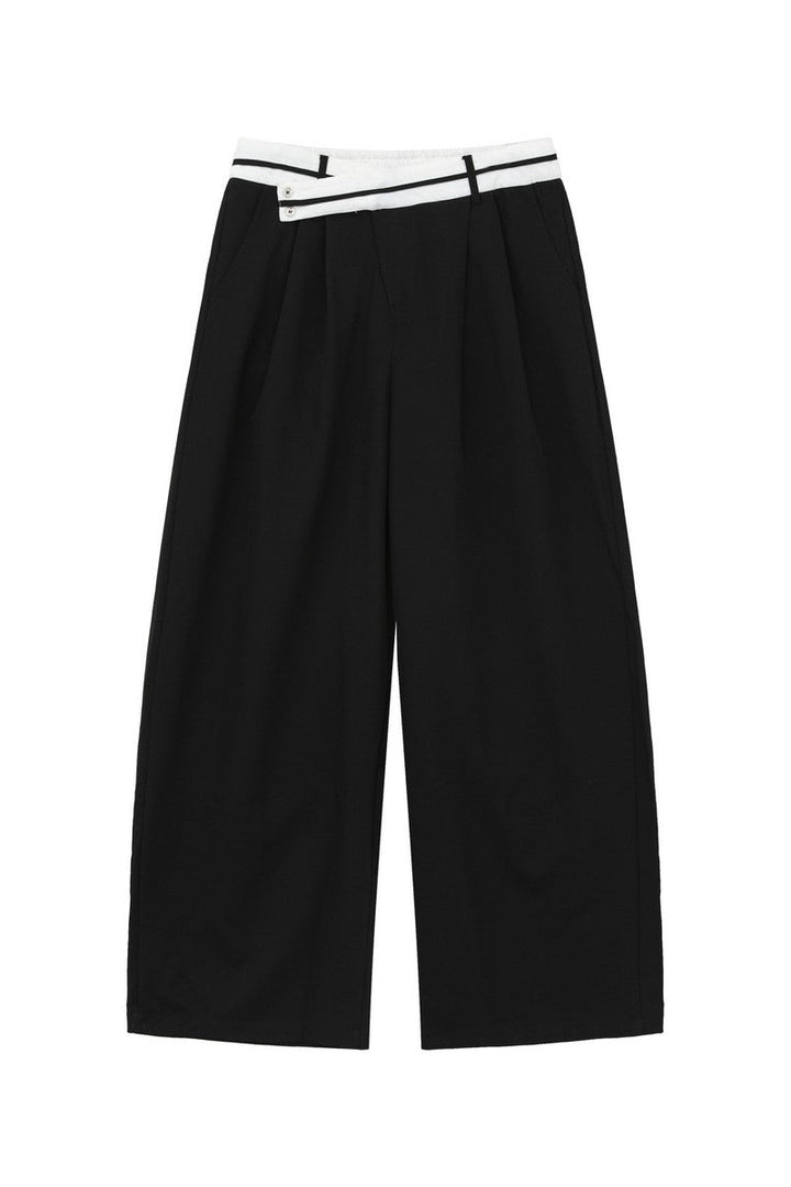Asymmetrical Waist Pleated Trousers