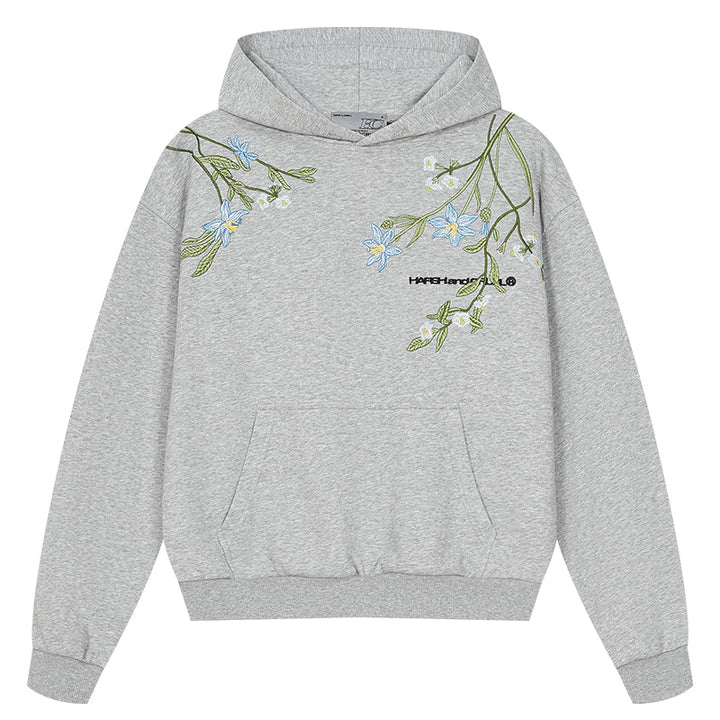 Violet Floral Embroidered Hoodie