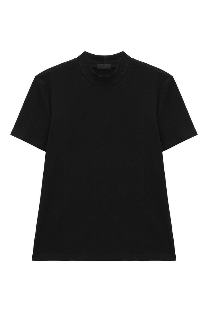 Mock Neck Fitted Short Sleeve Tee