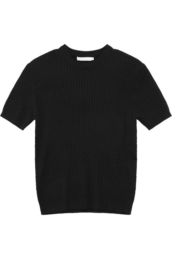 Cable Rib Knit Wool Tee