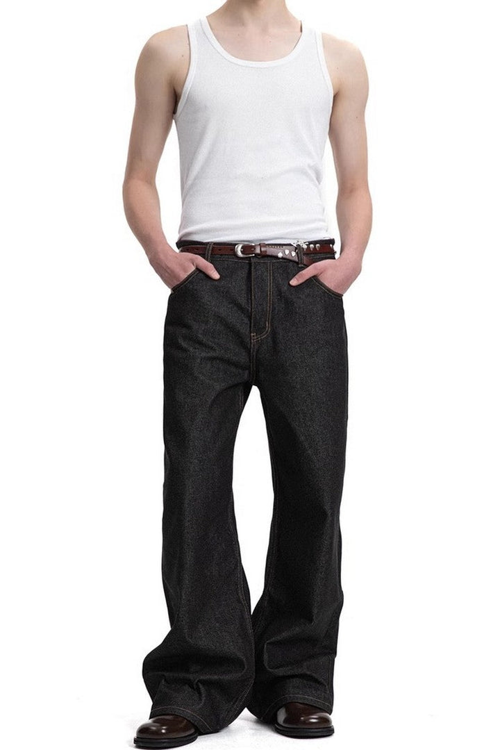 Red Contrast Flare Jeans