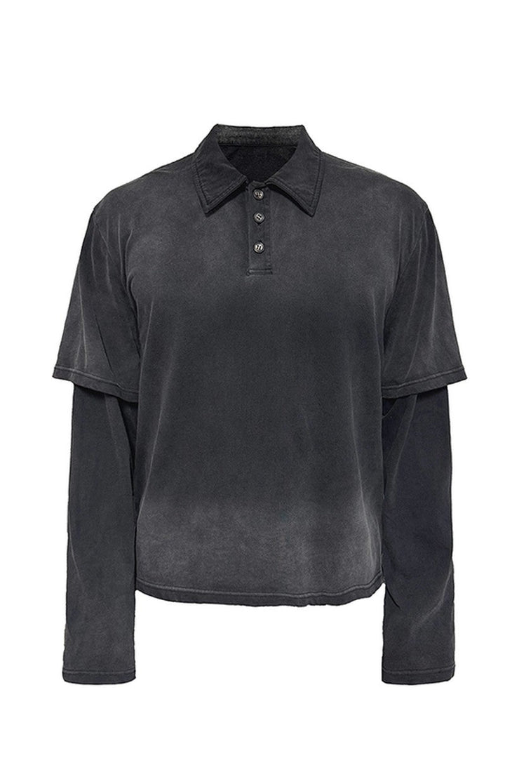 Faded Layered Look Polo Shirt