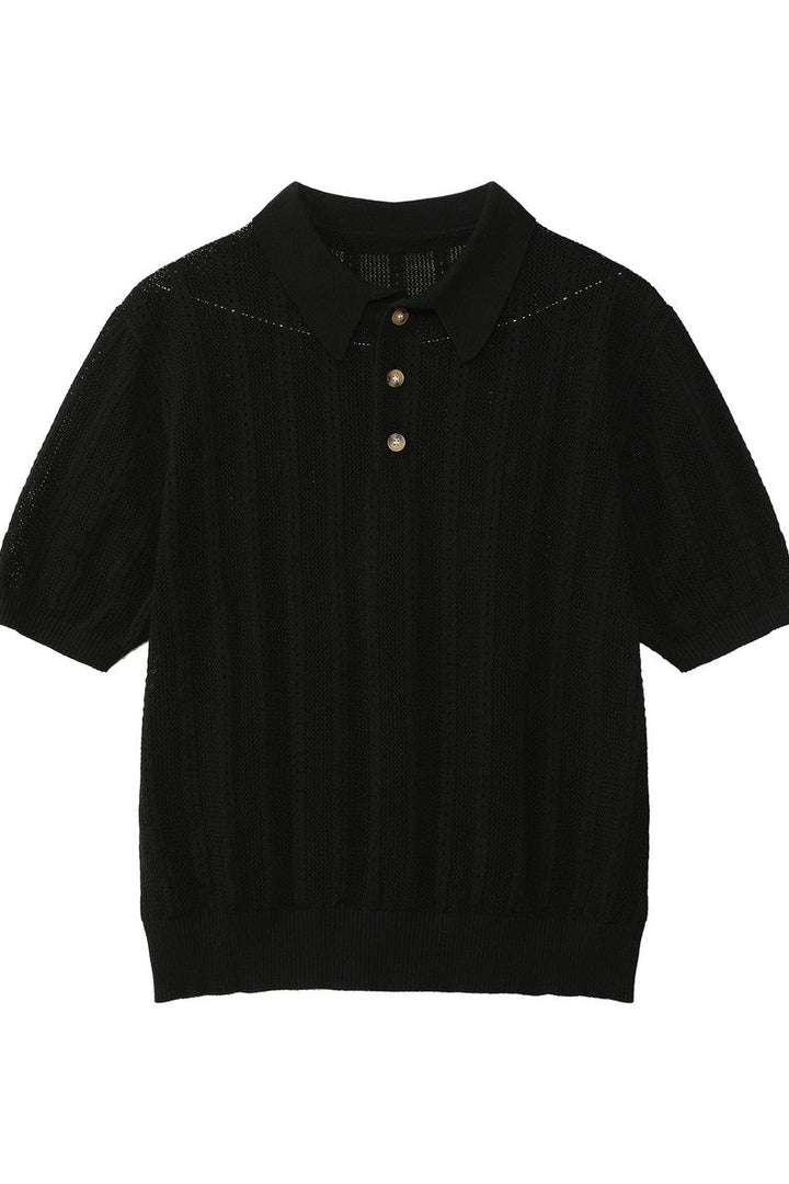 Textured Vintage Knit Polo Tee