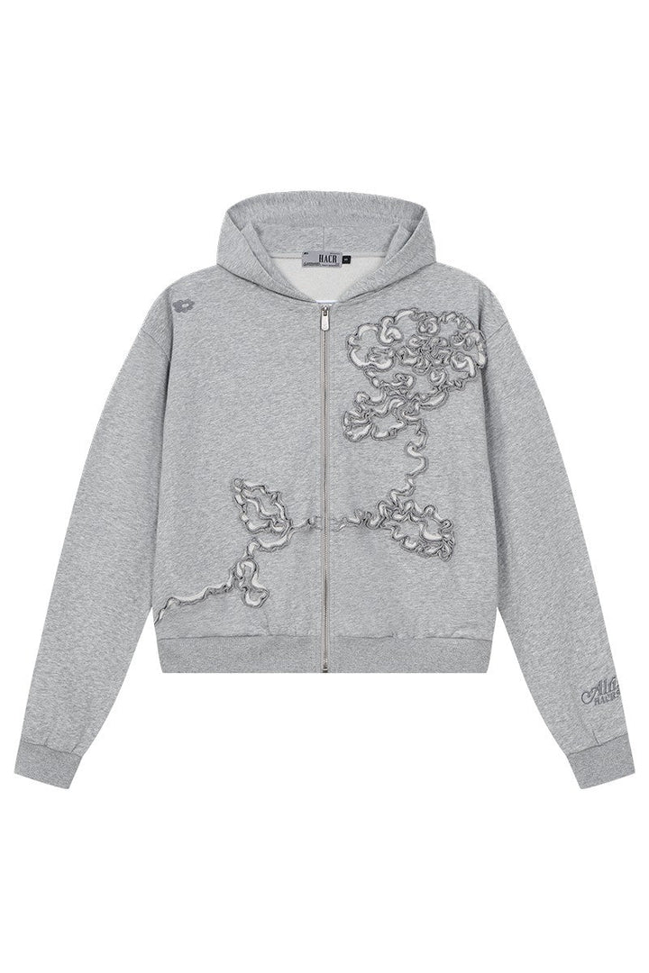 3D embroidered Floral pattern Hoodie