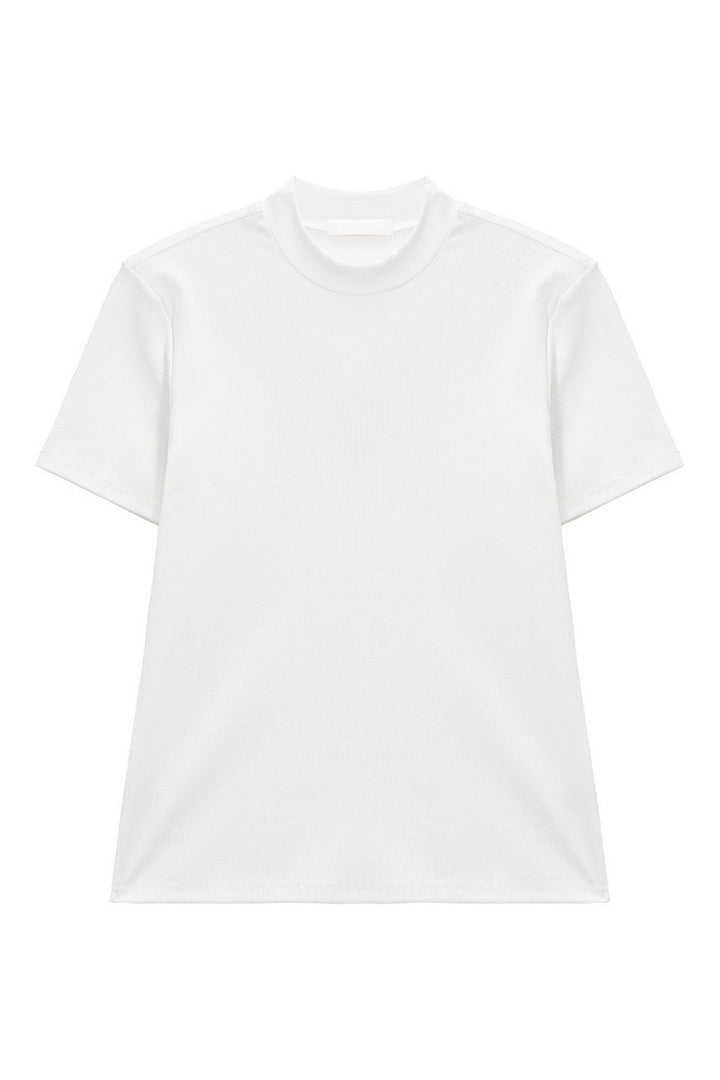 Mock Neck Fitted Short Sleeve Tee