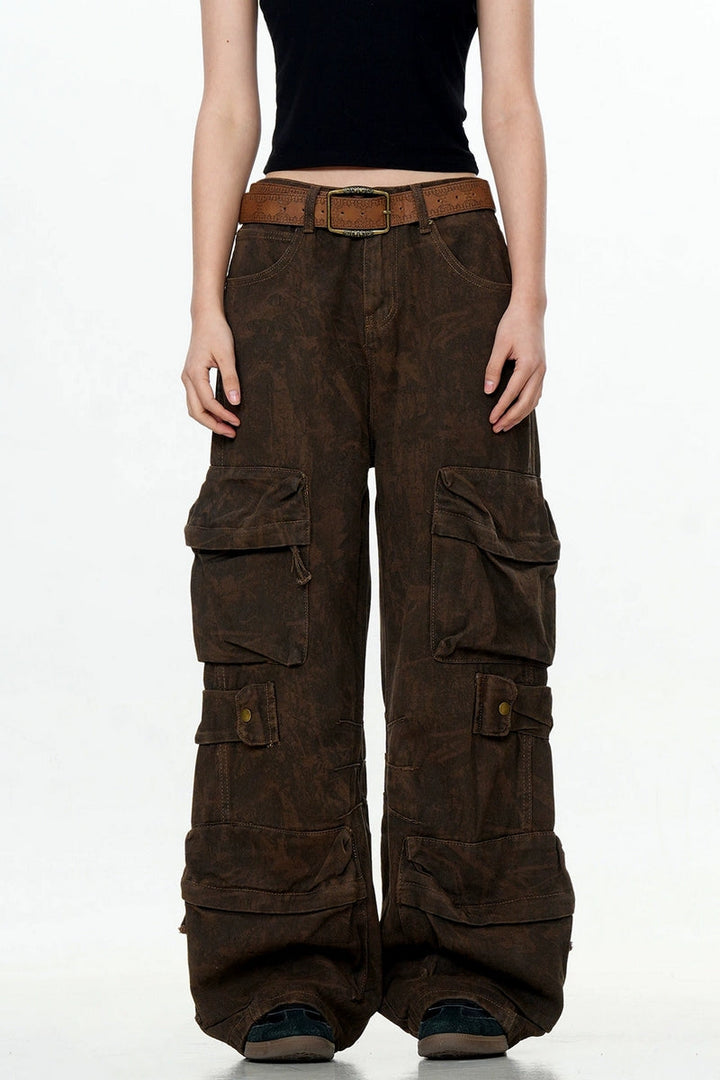 Distressed Camo Cargo Pants