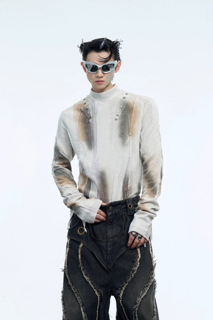 Heavyweight Gradient Tie-Dye Turtleneck Sweater