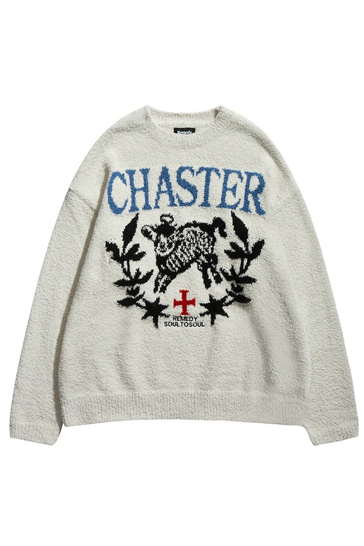 Jacquard Knit Crewneck Sweater