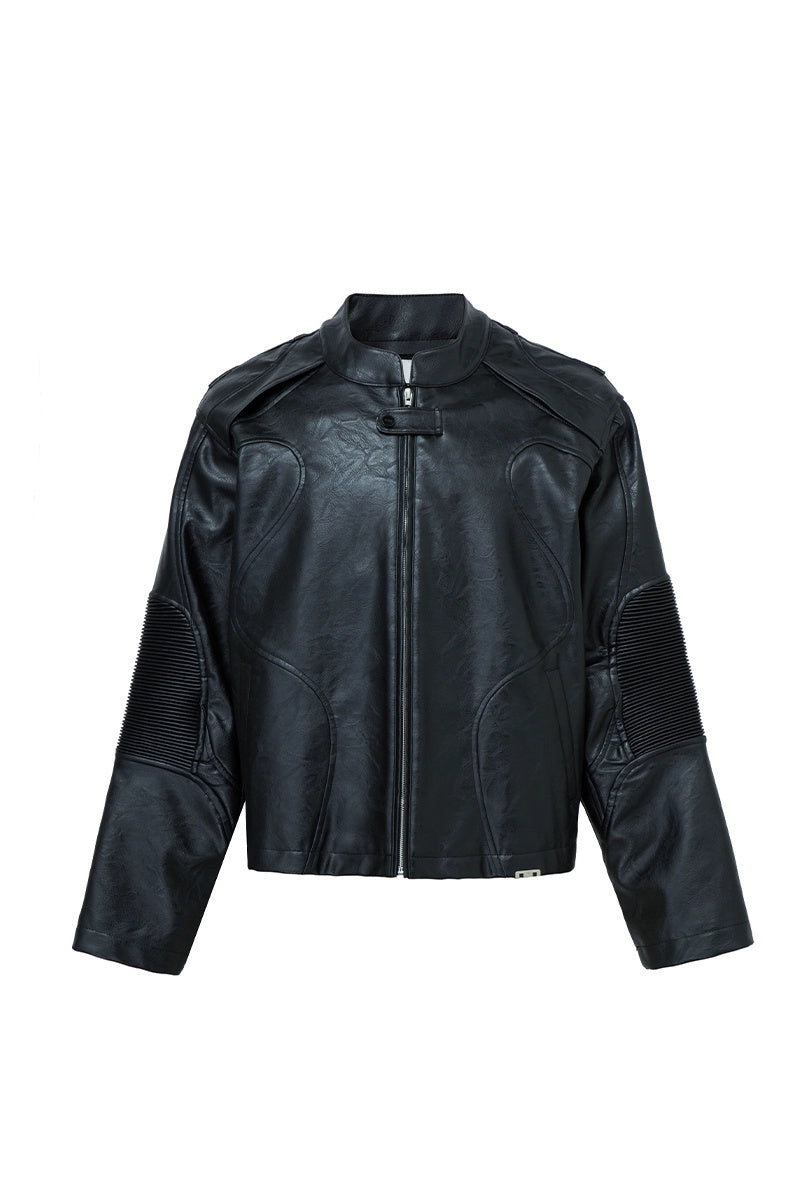 Heavyweight Black Biker Leather Jacket