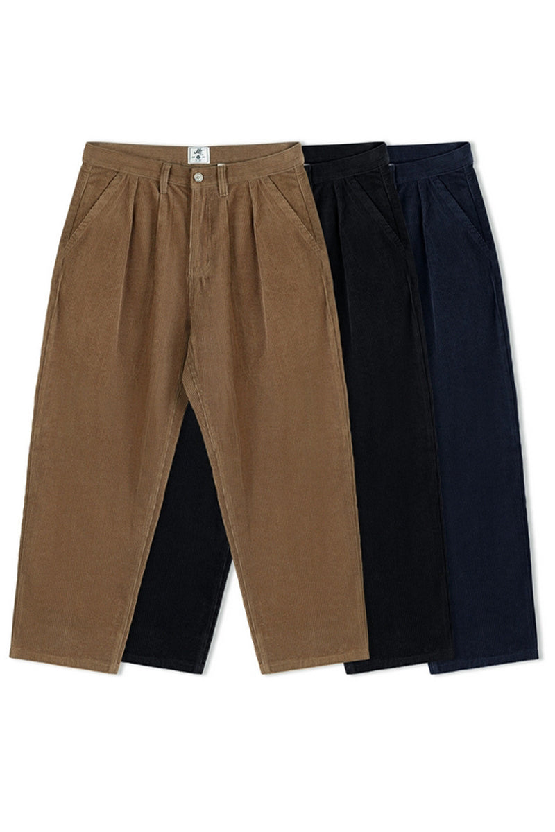 Corduroy Tapered Wide-Leg Trousers