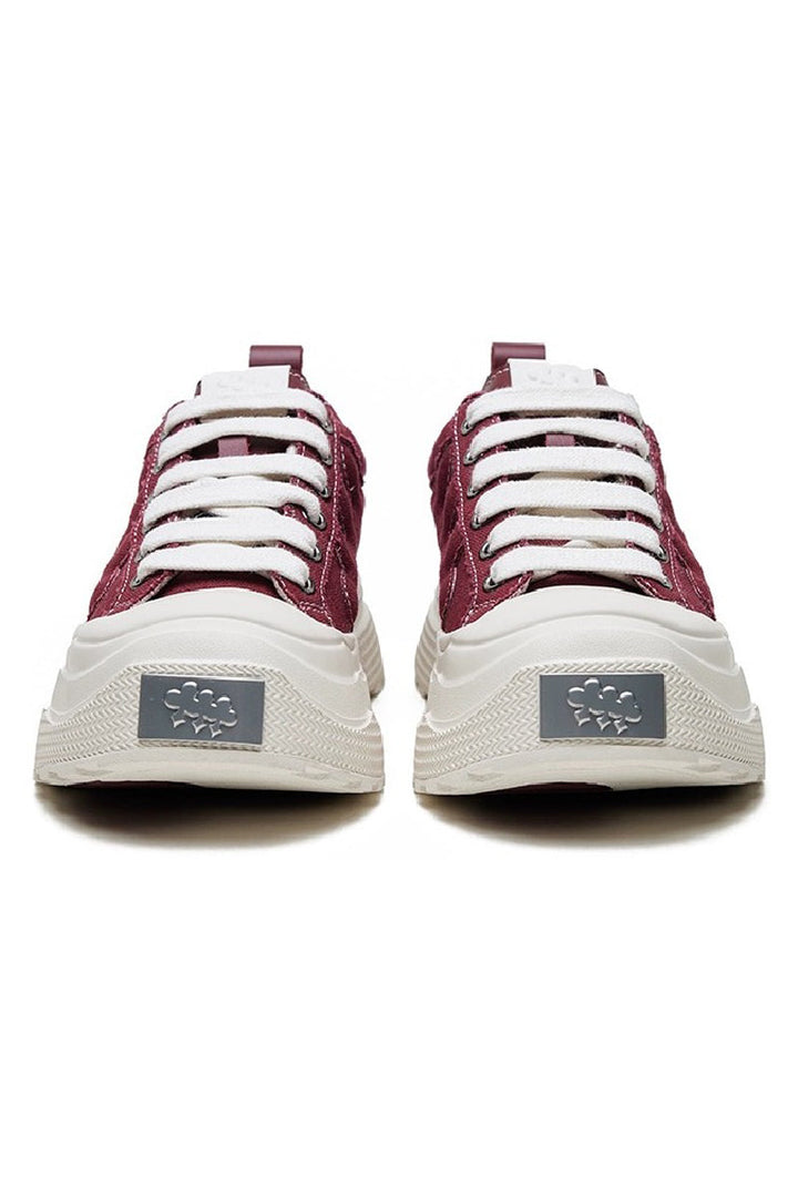 Bordeaux Retro Canvas Low-Top Sneakers