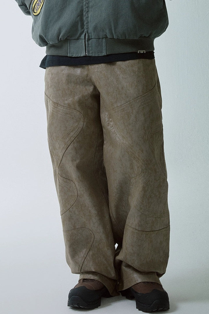 Distressed Waxed Pattern Trousers