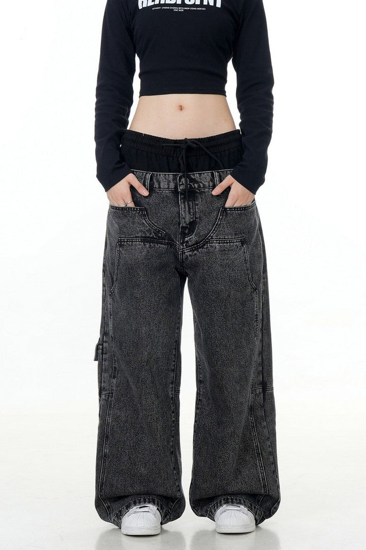 Patchwork Work Jeans