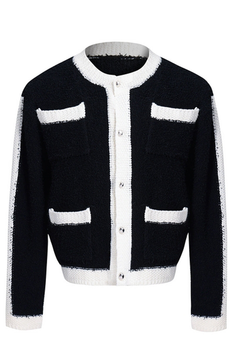 Colorblock Fuzzy Knit Cardigan