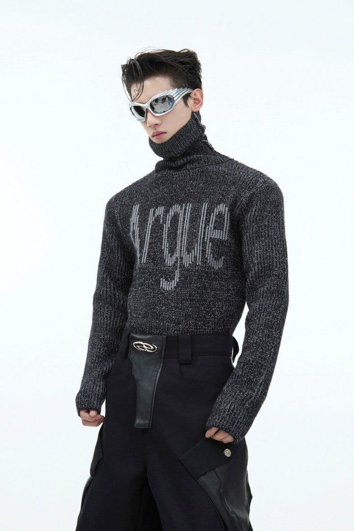 Ribbed Turtleneck Slim Knit Sweater