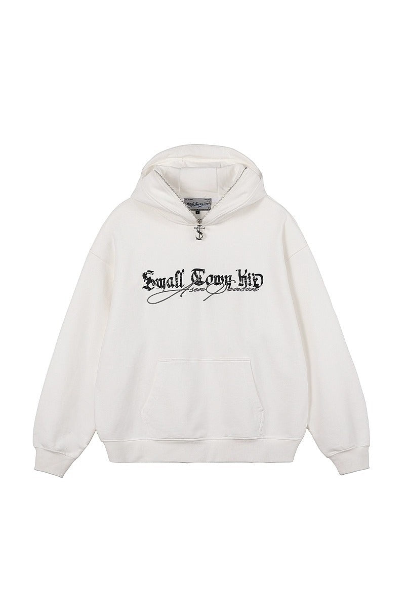 Hip Hop Zip Embroidered Hoodie