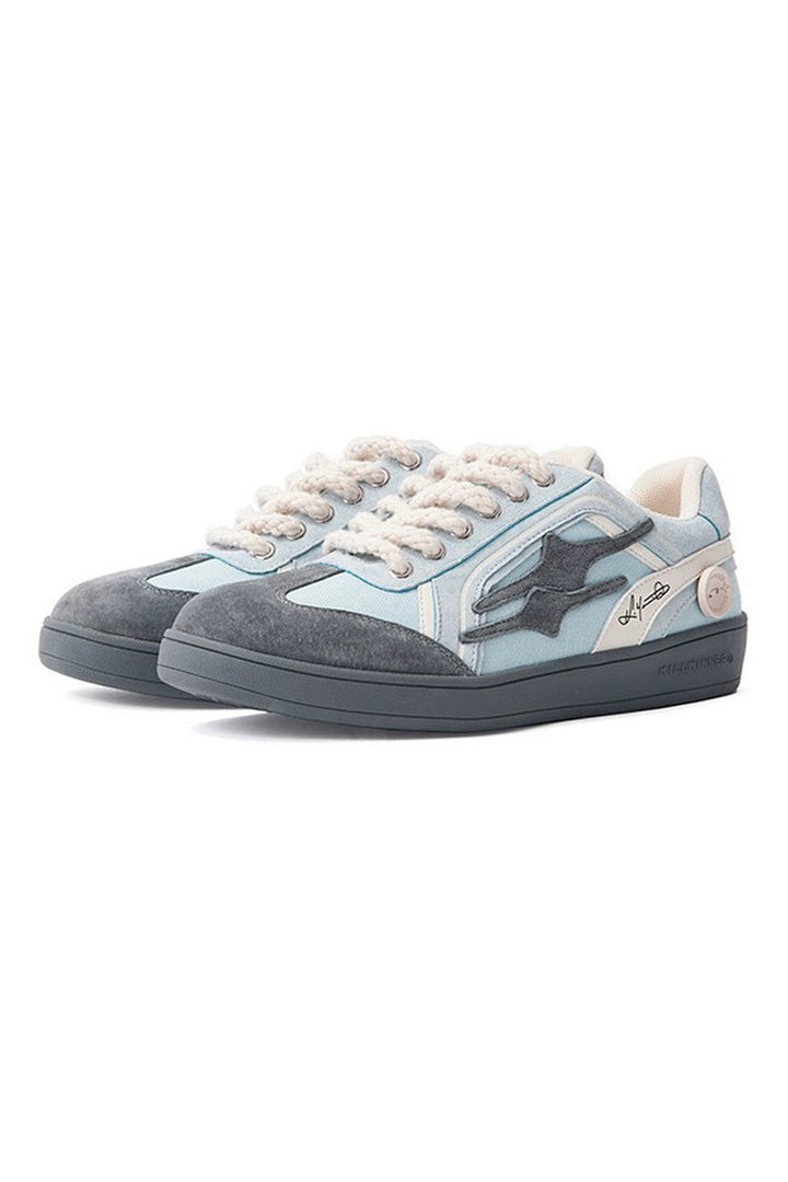 Gray Blue Unisex Retro Low Top Trainers