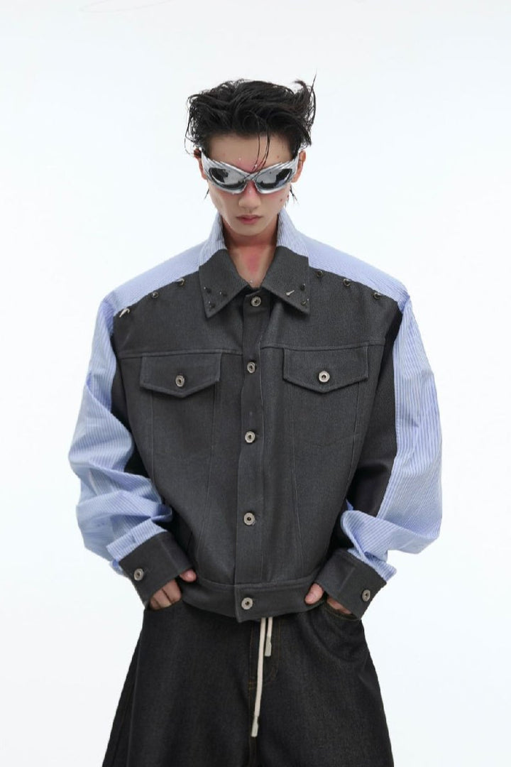 Asymmetrical Studded Oversized Jacket Shirt