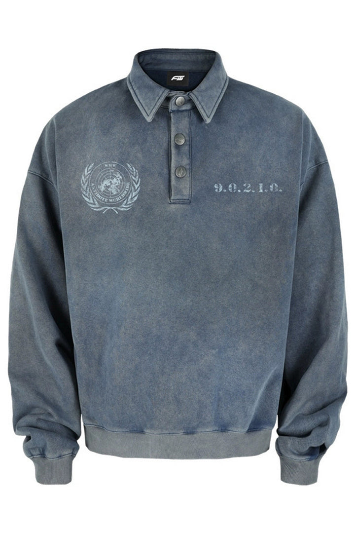 Washed Heavyweight Boxy Polo Sweatshirt