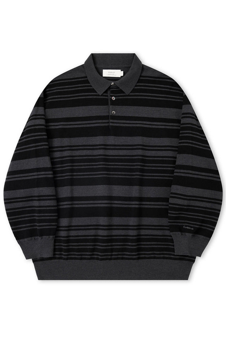 Striped Knit Polo Shirt