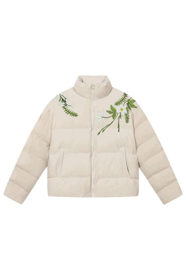 Floral Embroidered Down Jacket