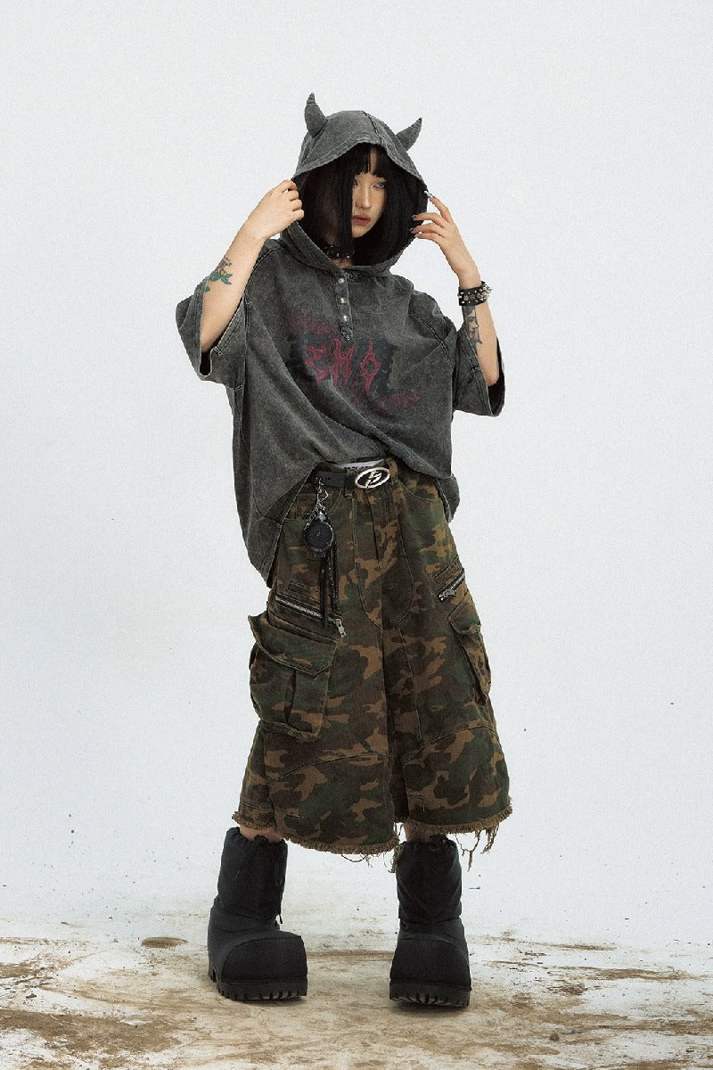 Dark Devil Washed Hooded T-Shirt