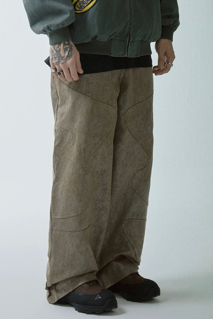 Distressed Waxed Pattern Trousers