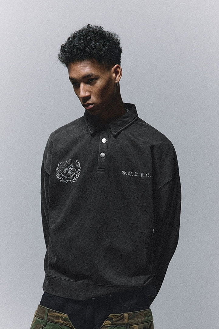 Washed Heavyweight Boxy Polo Sweatshirt