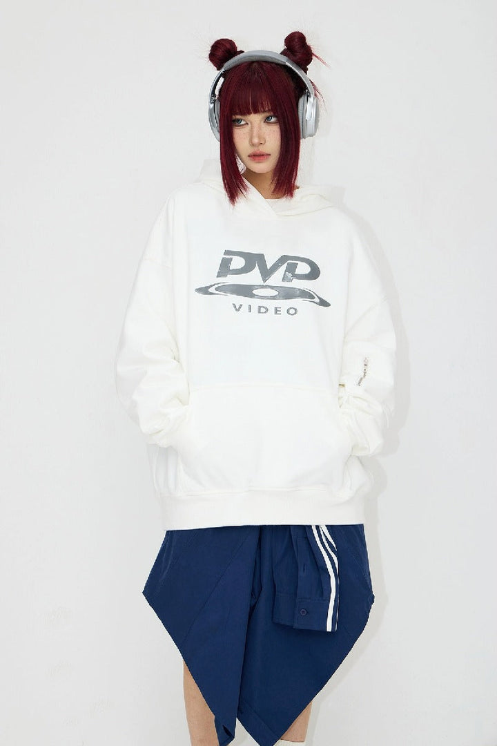 DVD Print Hidden Zip Hoodie