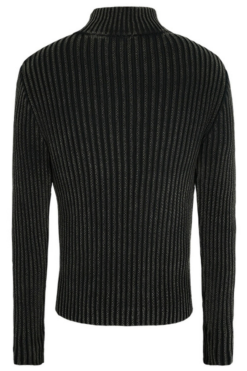 Vintage Washed Half-Zip Ribbed Turtleneck Sweater