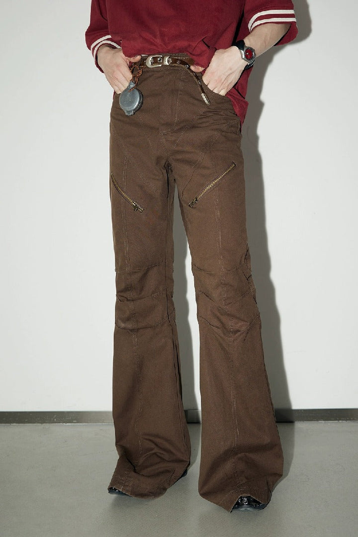 Flare Distressed Zip Cargo Pants