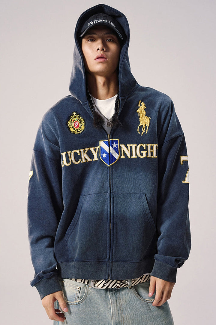 Embroidered Washed Hoodie