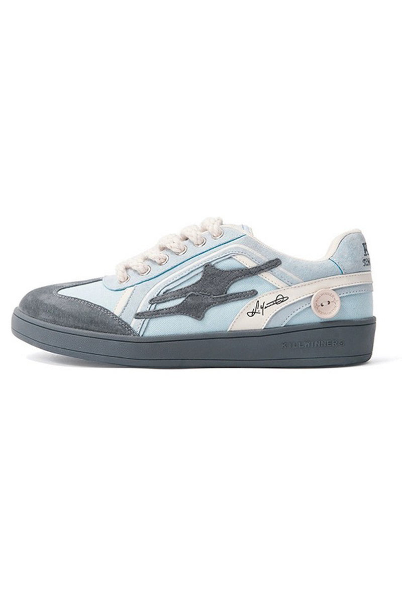 Gray Blue Unisex Retro Low Top Trainers