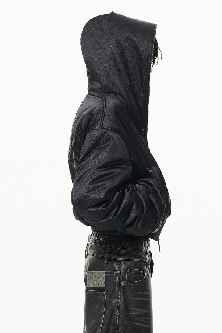 Hooded Logo Studded Cotton Jacket