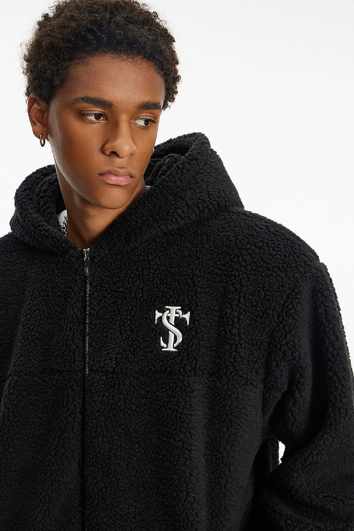 Split Faux Shearling Hooded Jacket