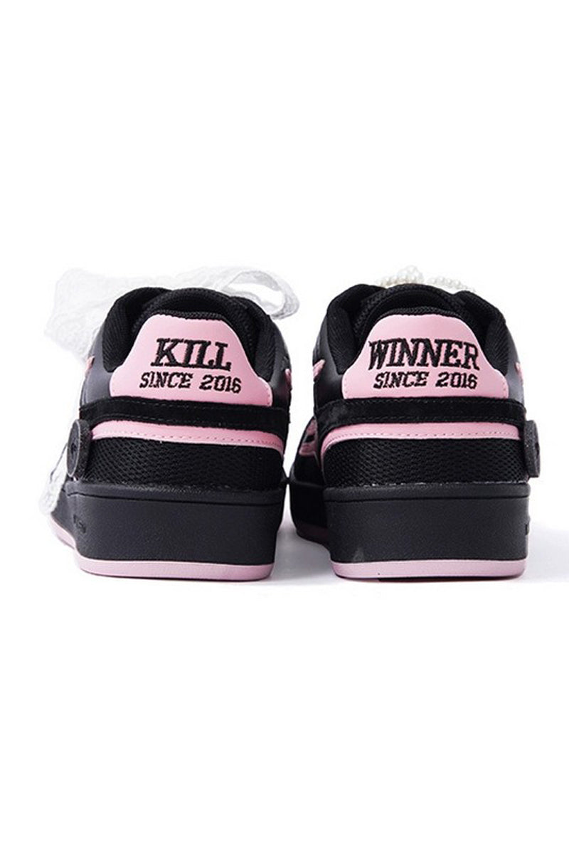 Black Pink Unisex Retro Low Top Trainers