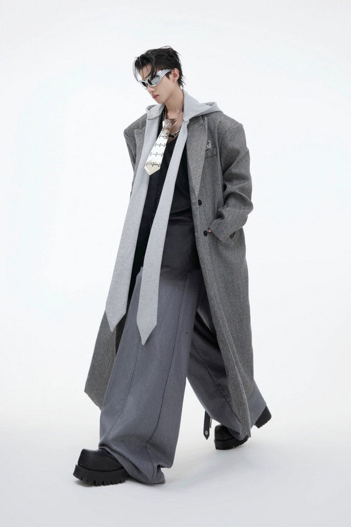 Oversized Hooded Wool Long Coat