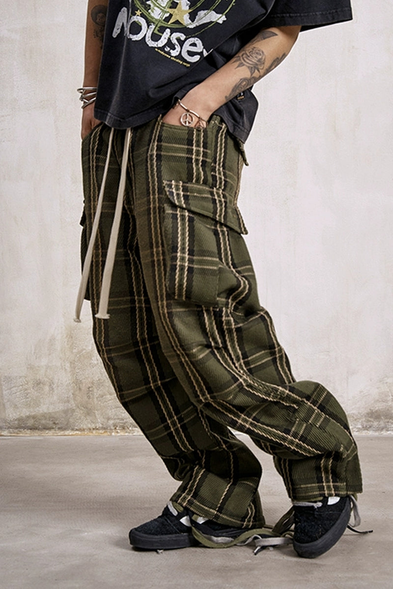 Plaid Loose Fit Cargo Pants