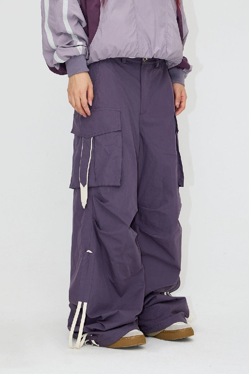 Drawstring Vintage Parachute Cargo Pants