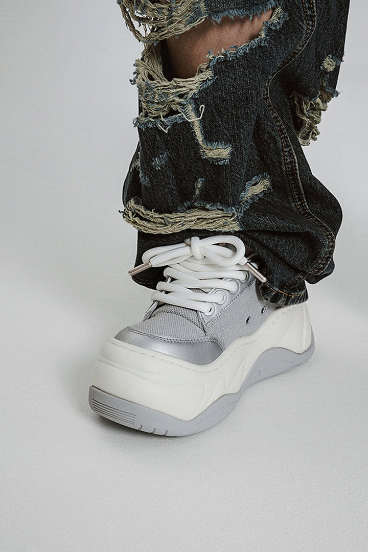Chunky Platform Silver Shoes